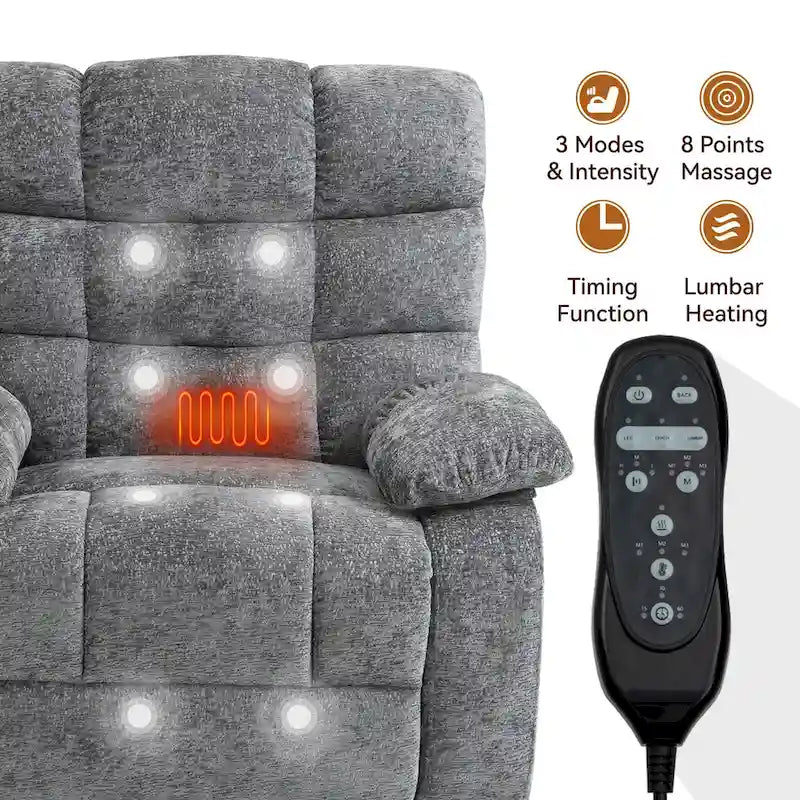 Fauteuil inclinable électrique de massage et chauffant à deux moteurs