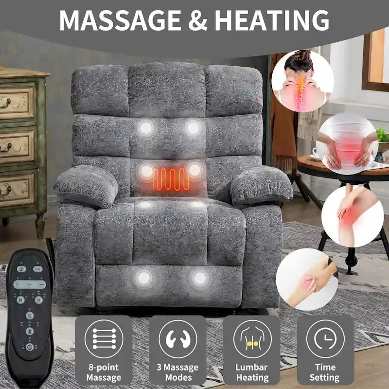 Fauteuil inclinable électrique de massage et chauffant à deux moteurs