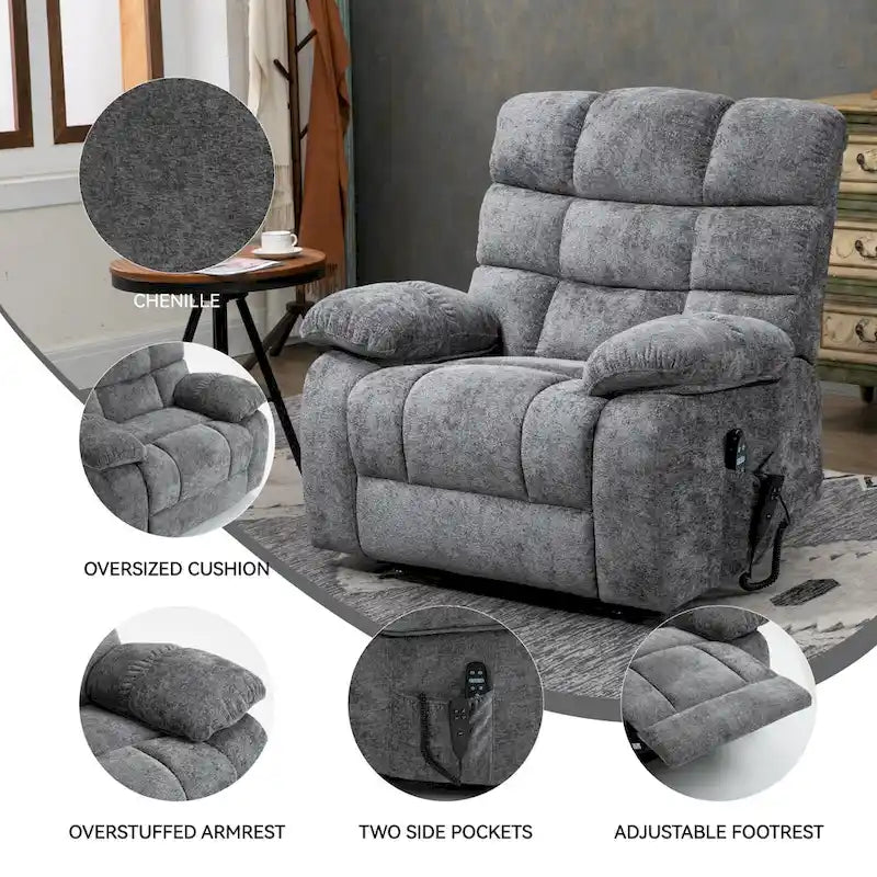 Fauteuil inclinable électrique de massage et chauffant à deux moteurs