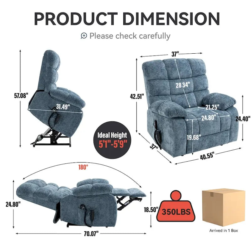 Fauteuil inclinable électrique de massage et chauffant à deux moteurs