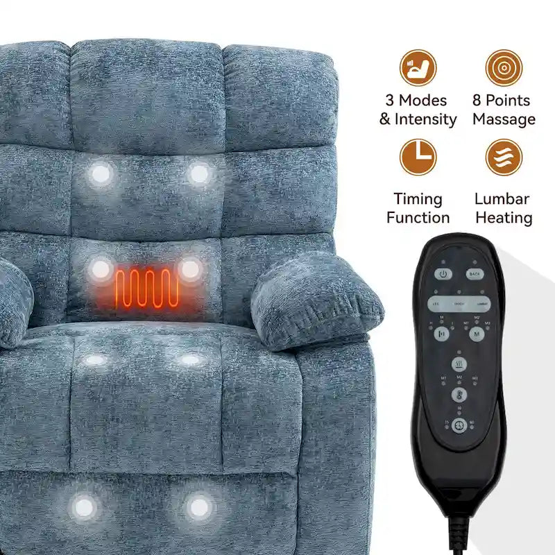 Fauteuil inclinable électrique de massage et chauffant à deux moteurs