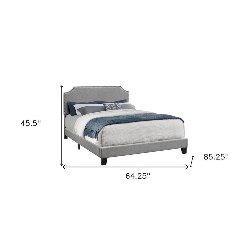 Cadre de lit queen rembourré en polyester gris