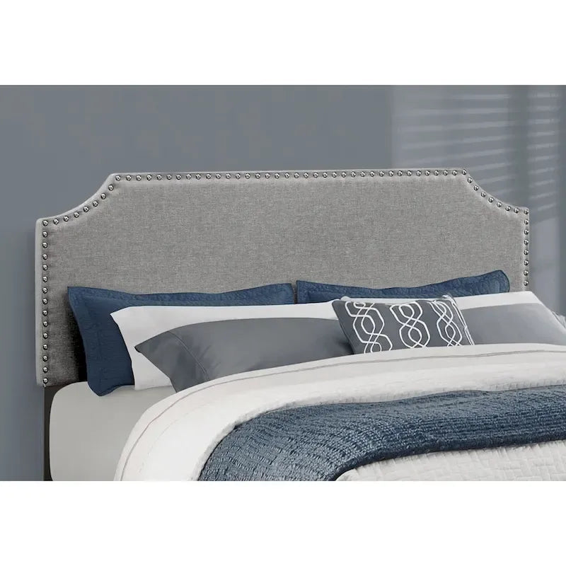 Cadre de lit queen rembourré en polyester gris