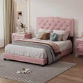Lit plateforme rose moderne en velours
