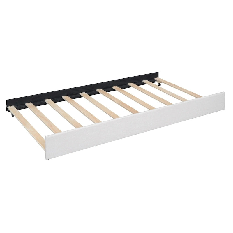 Lit plateforme grand format en lin beige