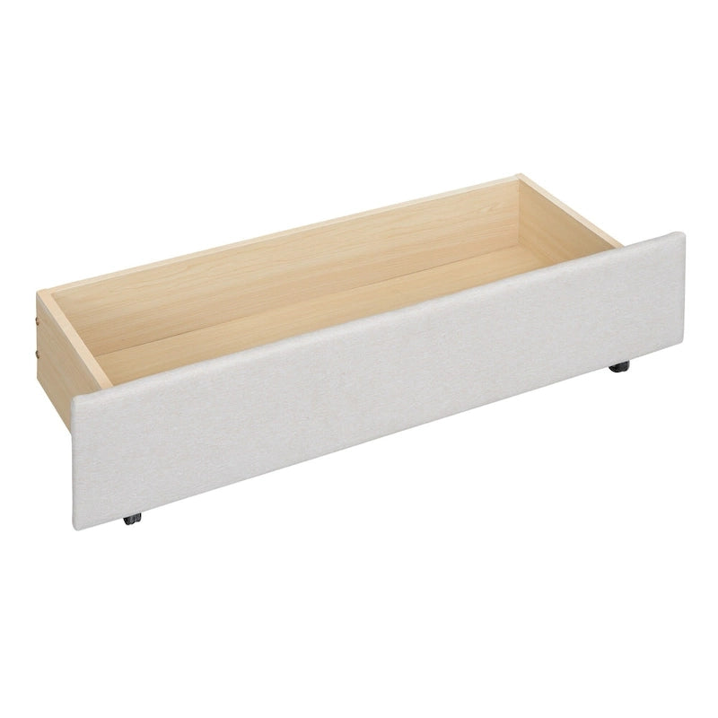 Lit plateforme grand format en lin beige