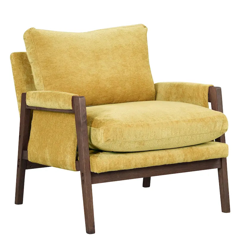 Fauteuil en velours jaune