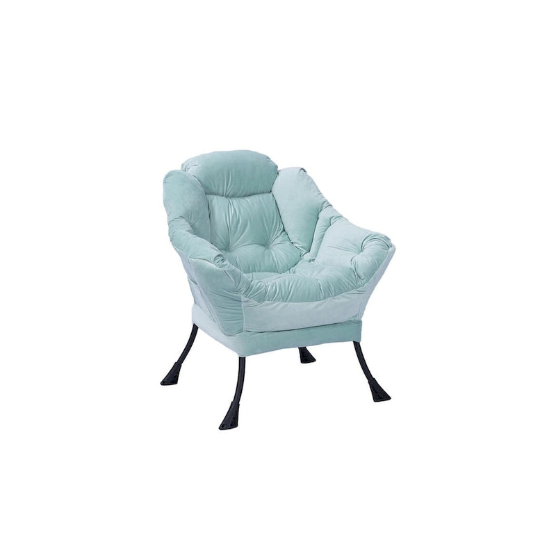 Fauteuil capitonné vert avec poche latérale