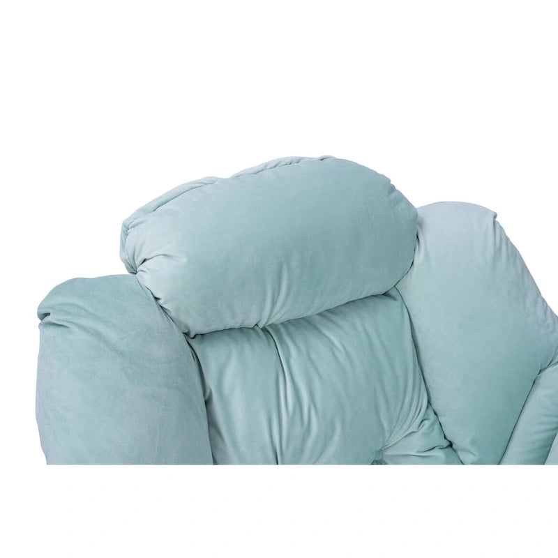 Fauteuil capitonné vert avec poche latérale