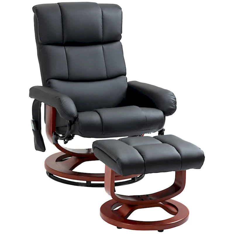 Fauteuil inclinable pivotant à dossier haut avec pouf