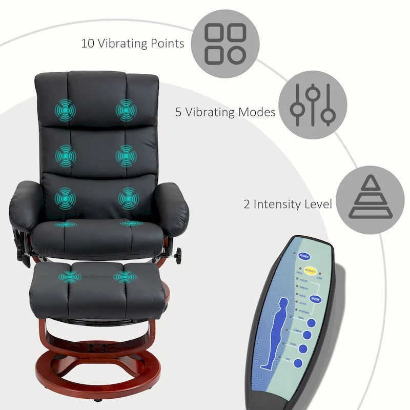 Fauteuil inclinable pivotant à dossier haut avec pouf