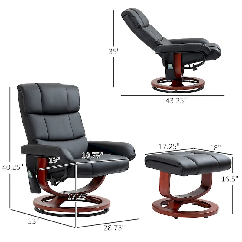 Fauteuil inclinable pivotant à dossier haut avec pouf