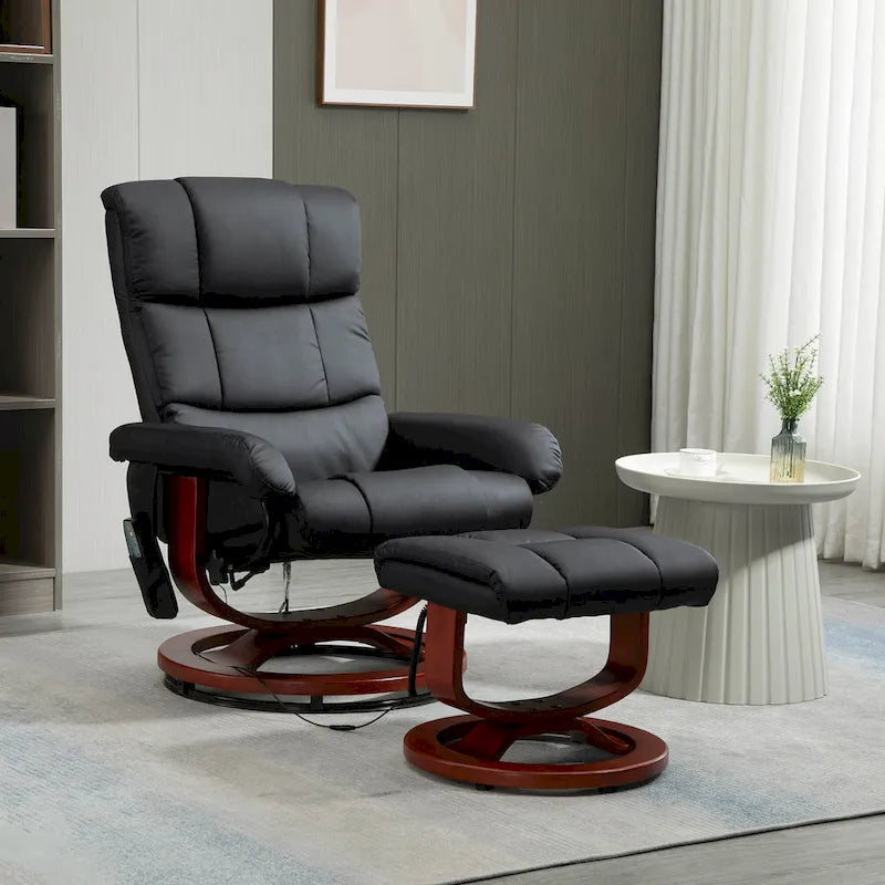 Fauteuil inclinable pivotant à dossier haut avec pouf