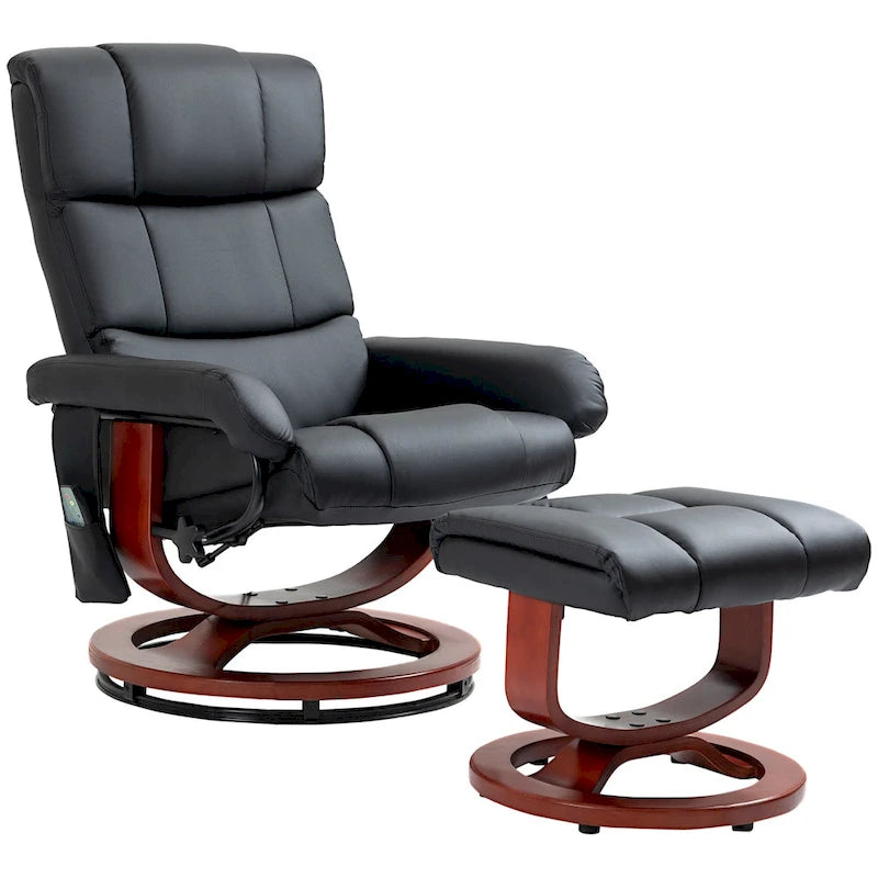 Fauteuil inclinable pivotant à dossier haut avec pouf