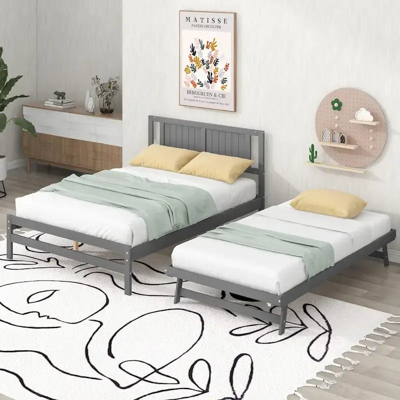 Lit plateforme moderne pleine grandeur en pin