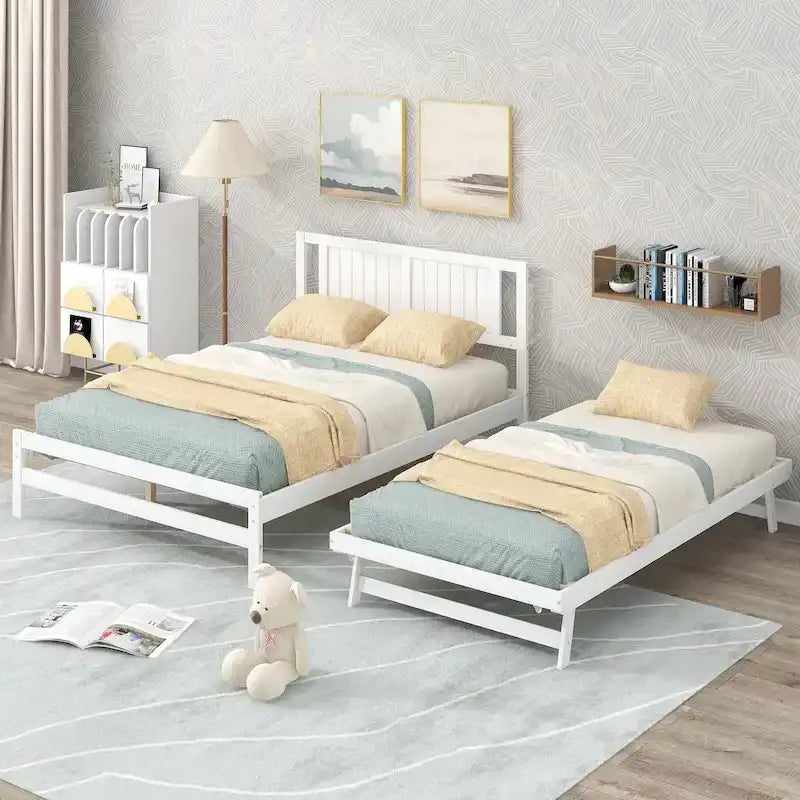 Lit plateforme moderne pleine grandeur en pin