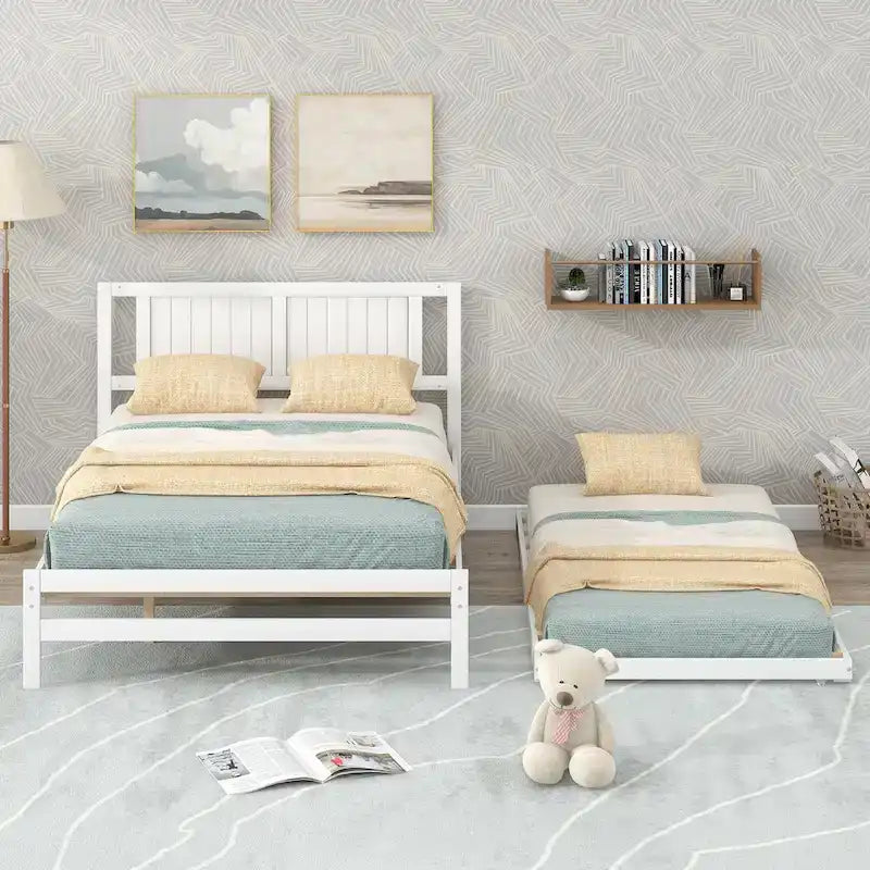 Lit plateforme moderne pleine grandeur en pin
