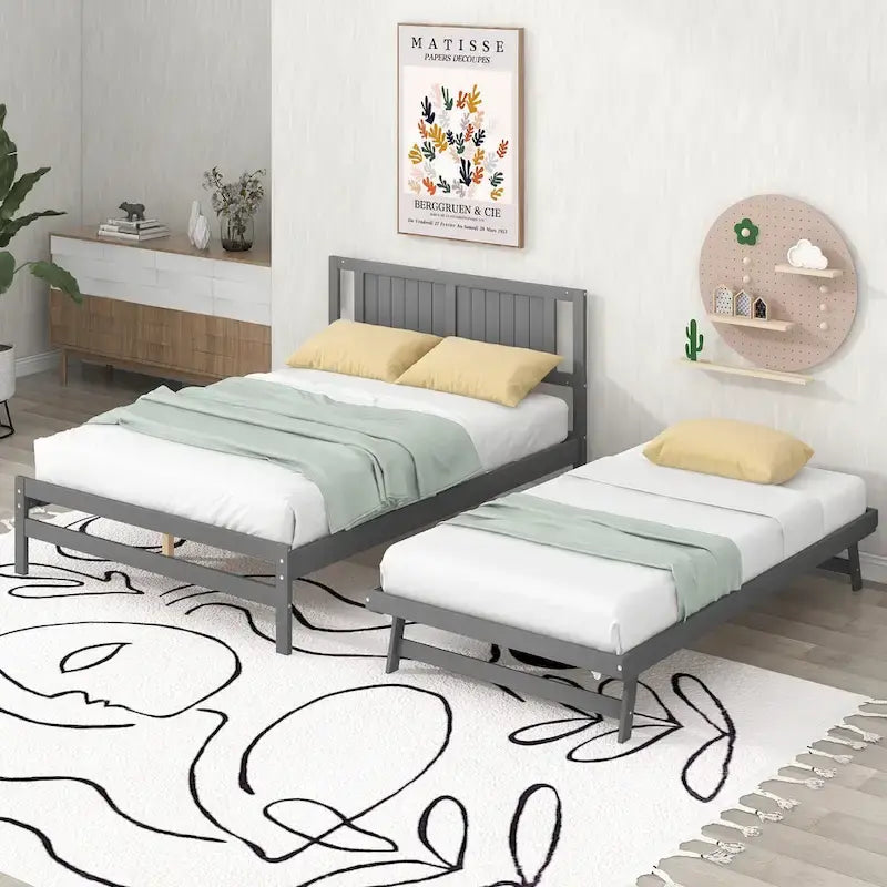 Lit plateforme moderne pleine grandeur en pin