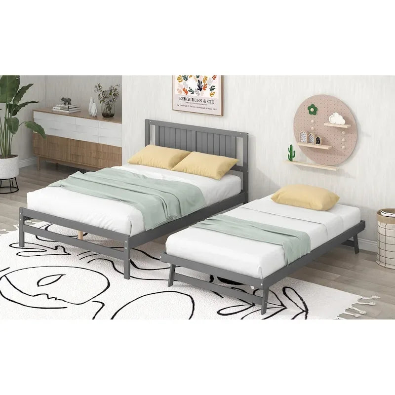 Lit plateforme moderne pleine grandeur en pin