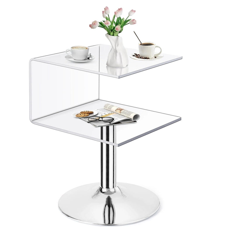 Table d'appoint en acrylique moderne transparente Table de chevet en forme de C