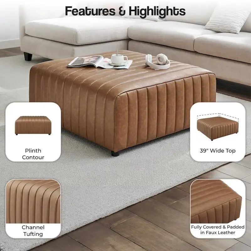 Pouffe carré en similicuir