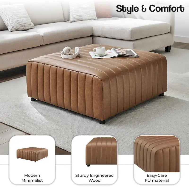 Pouffe carré en similicuir