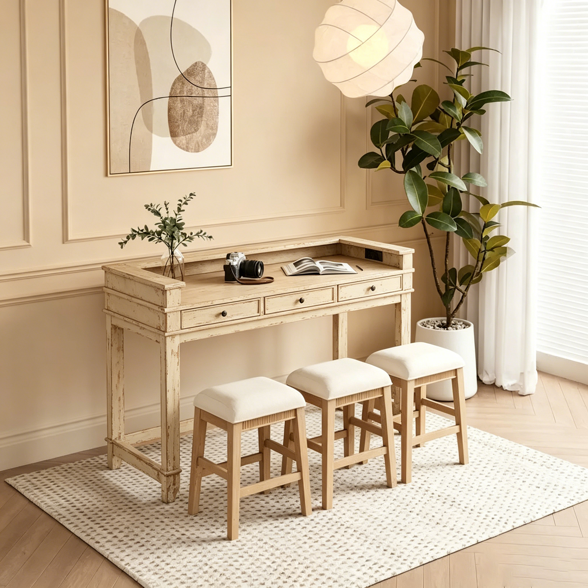 Table de salle à manger, comptoir de bar et chaises