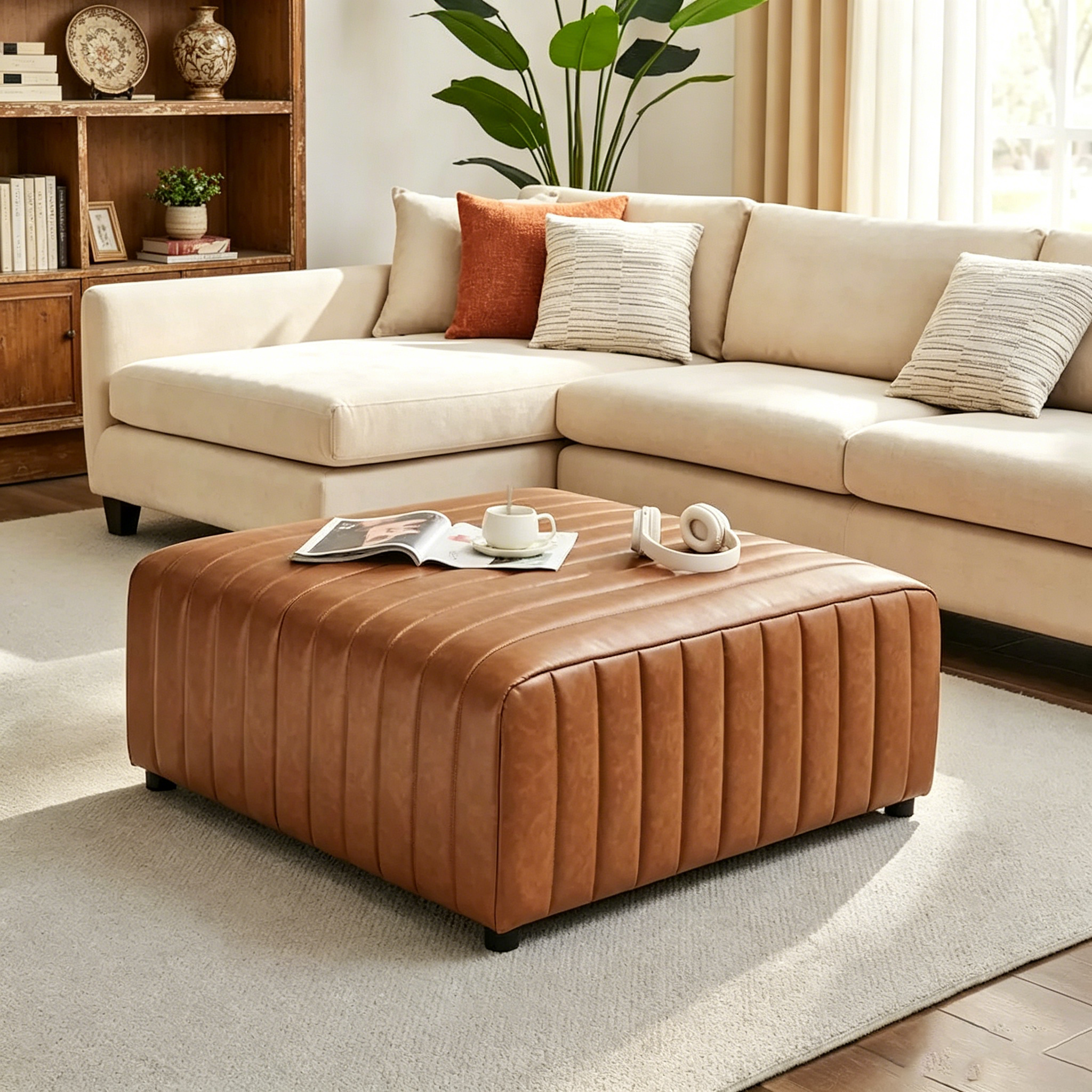 Pouffe carré en similicuir