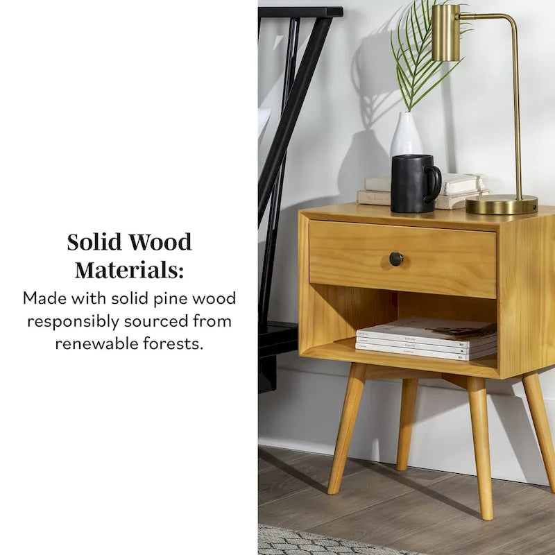 Table de chevet en bois massif de style médiéval