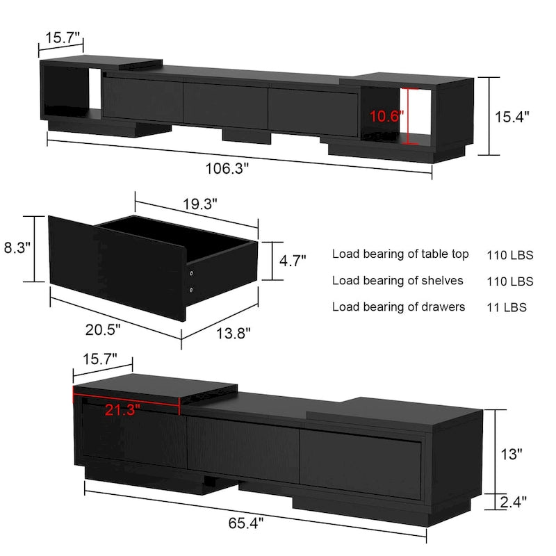 Meuble TV extensible de style moderne