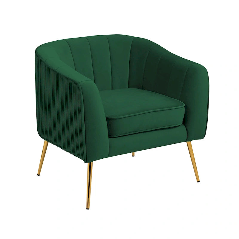 Fauteuil d'appoint moderne en velours avec pouf et accoudoirs ronds