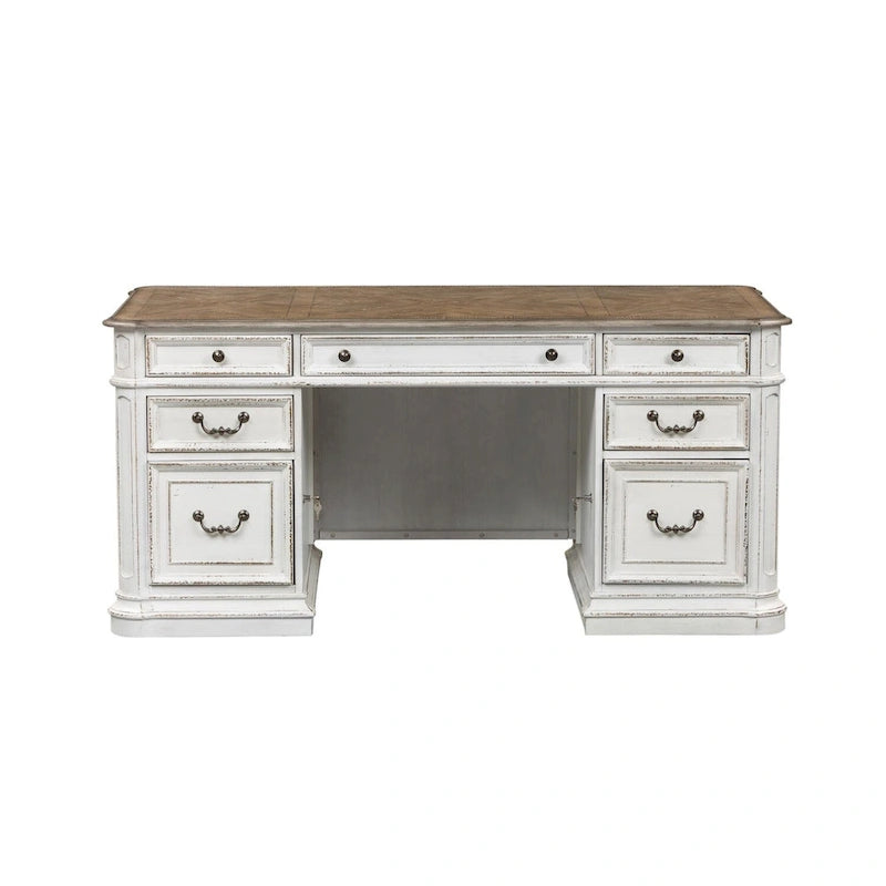 Bureau écorce patinée blanc antique