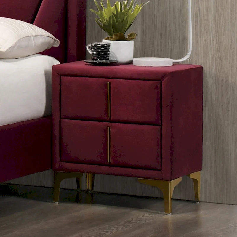 Table de chevet double tiroir en tissu