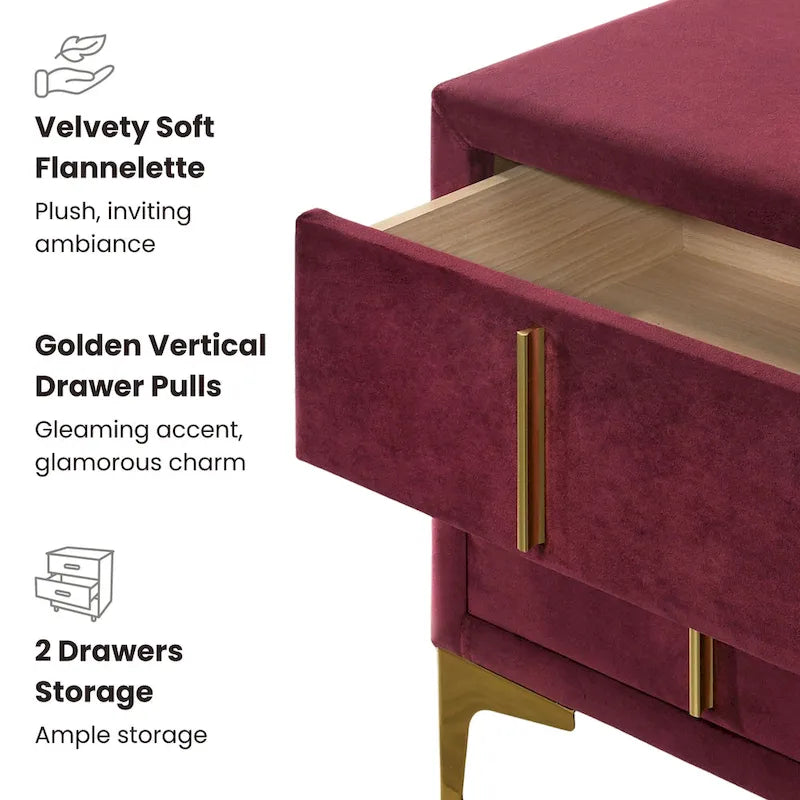 Table de chevet double tiroir en tissu