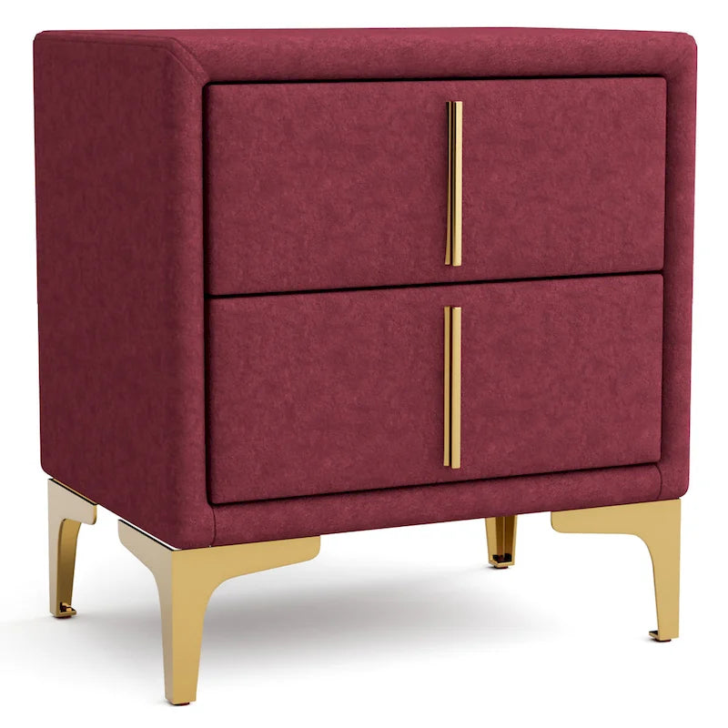 Table de chevet double tiroir en tissu