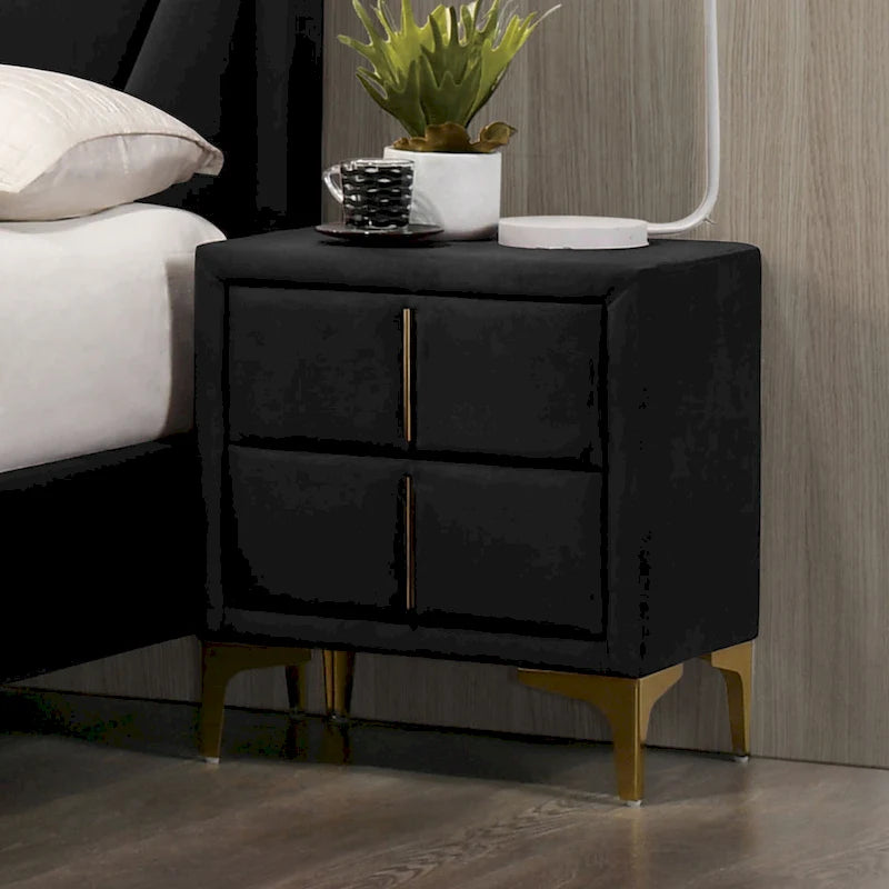 Table de chevet double tiroir en tissu