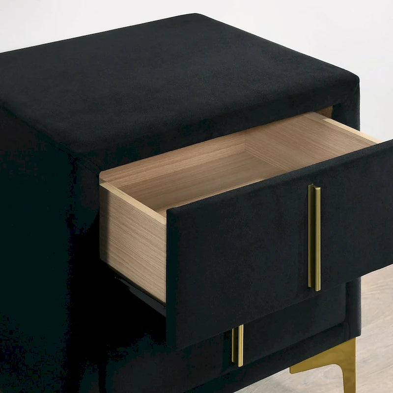 Table de chevet double tiroir en tissu