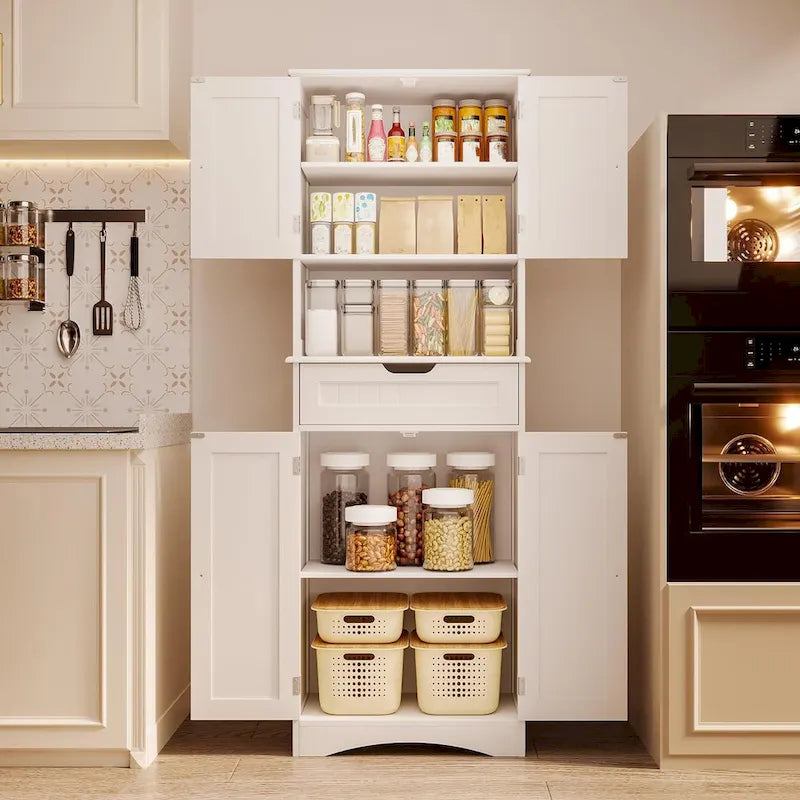 Meuble de rangement de cuisine blanc autoportant