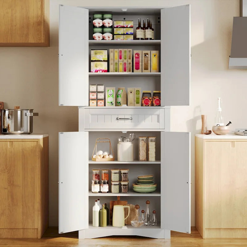 Meuble de rangement de cuisine blanc autoportant