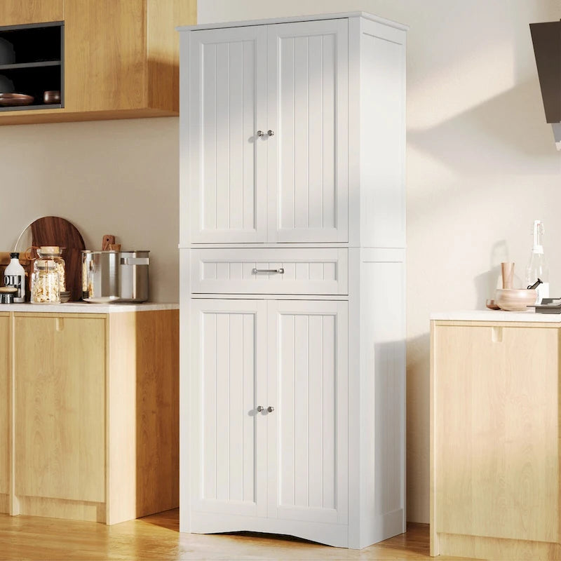 Meuble de rangement de cuisine blanc autoportant