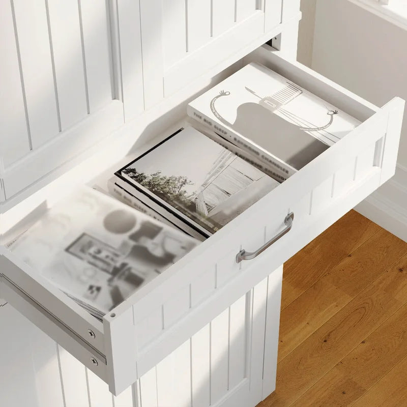 Meuble de rangement de cuisine blanc autoportant