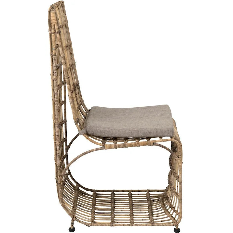 Chaise de salle à manger en fer tressé de rotin par