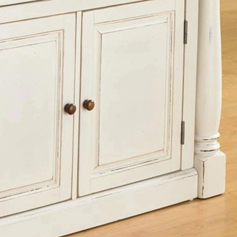 Îlot de cuisine blanc vieilli