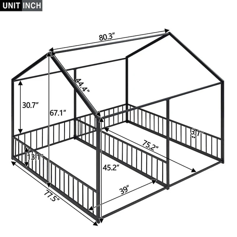 Lits plateformes de maison en métal taille double