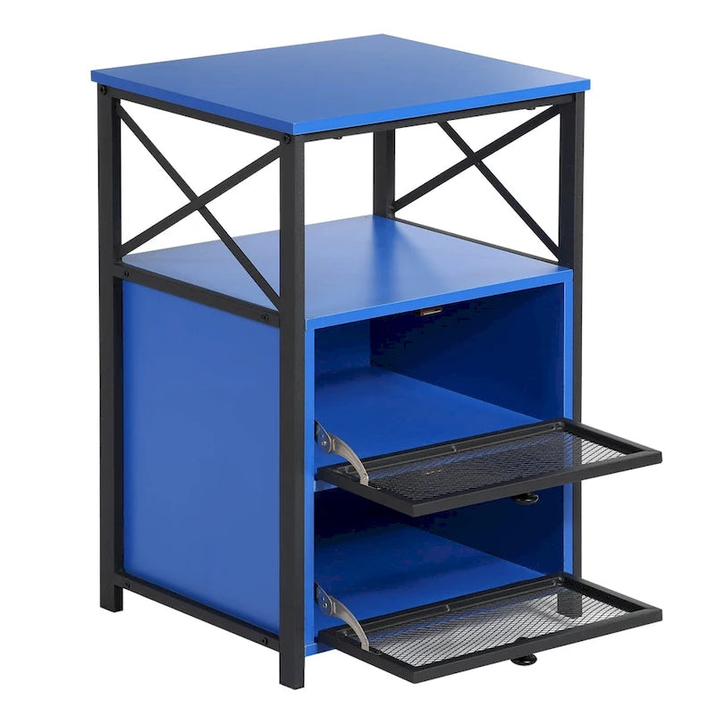 Table de chevet à deux tiroirs avec étagère