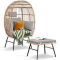 Fauteuil œuf et pouf en osier pour jardin extérieur