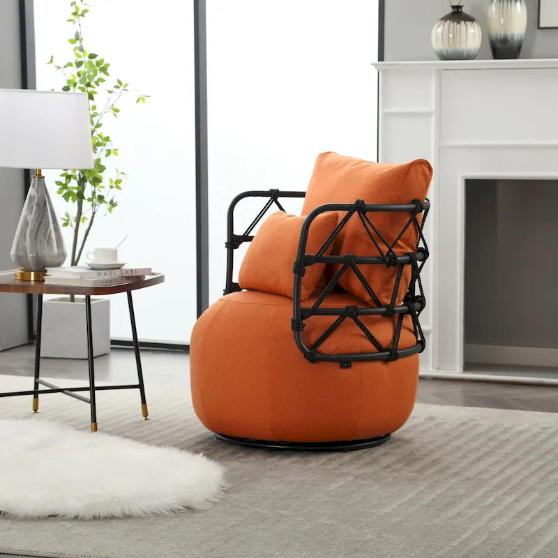 Fauteuil d'appoint pivotant rembourré pour salon
