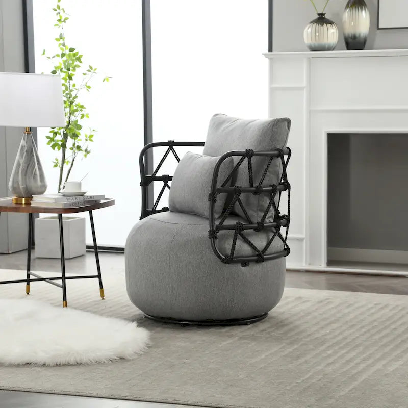 Fauteuil d'appoint pivotant rembourré pour salon