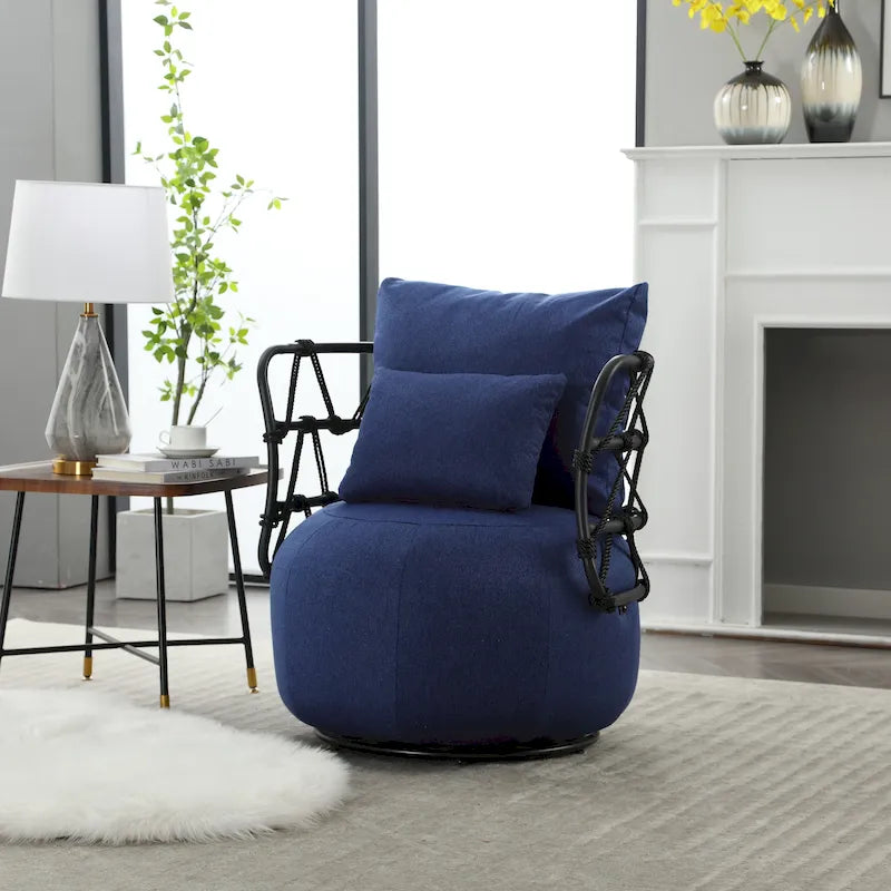 Fauteuil d'appoint pivotant rembourré pour salon