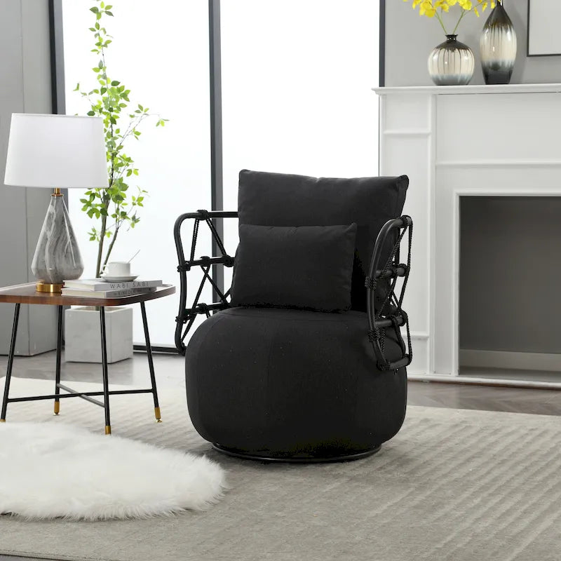 Fauteuil d'appoint pivotant rembourré pour salon